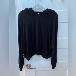 LNA black ribbed oversized relaxed fit rayon hoodie